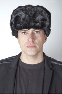 Black mink fur hat Russian style – Black mink fur remnants